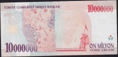 7.Emisyon 10 000 000 Lira D62 438909 Çok Temiz+