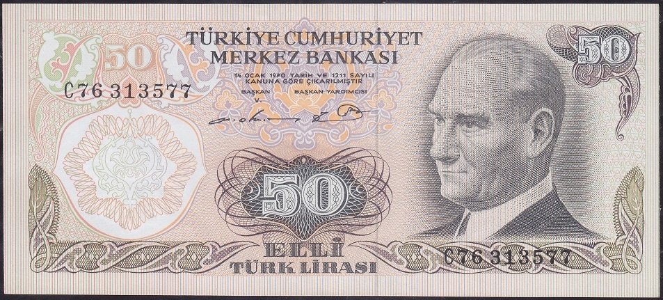 6.Emisyon 1.Tertip 50 Lira C76 313577 Çilaltı