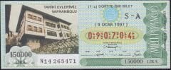 1997 9 Ocak Çeyrek Bilet - S-A Serisi - Safranbolu