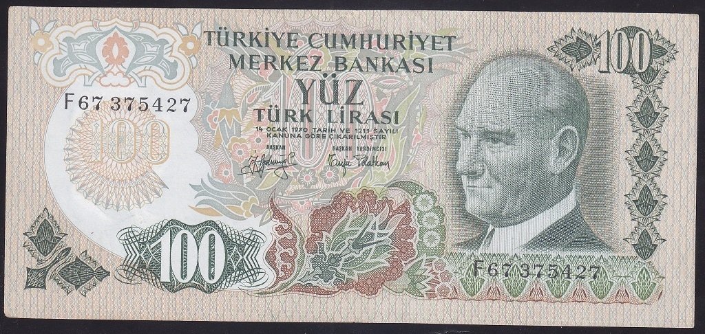 6.EMİSYON 2.TERTİP 100 LİRA F67 375427 ÇÇT +