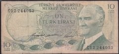 6.EMİSYON 1.TERTİP 10 LİRA C12 244052 ÇOK TEMİZ