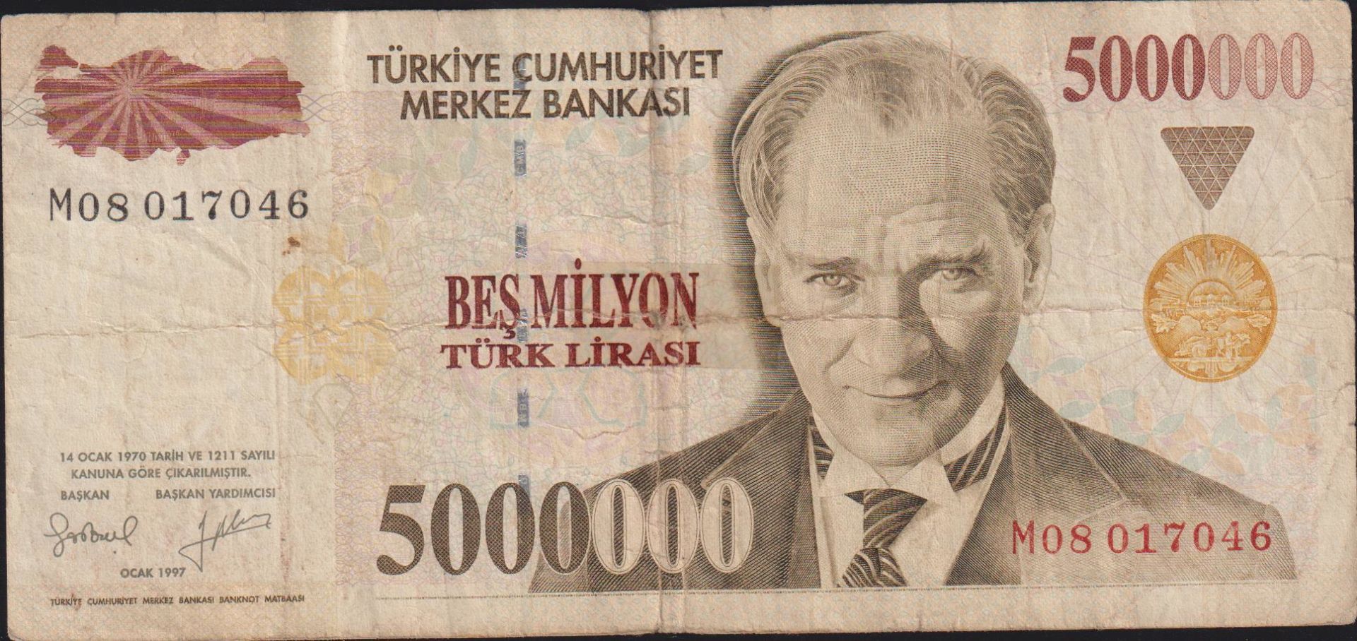 7.Emisyon 5 000 000 Lira M08 017046 Haliyle