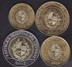 Uruguay 4 Adet Madeni Para Seti 2012 -2015 Çil