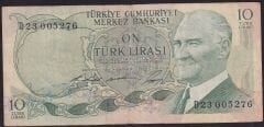 6.Emisyon 1.Tertip 10 Lira D23 005276 Çok Temiz