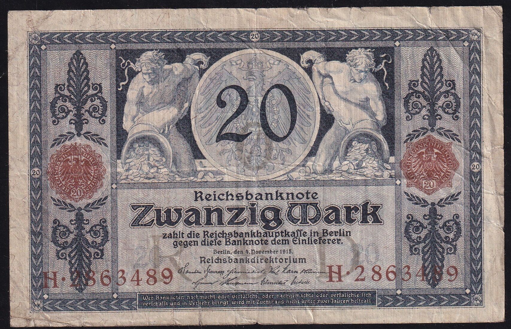 Almanya 20 Mark 1915 Çok Temiz