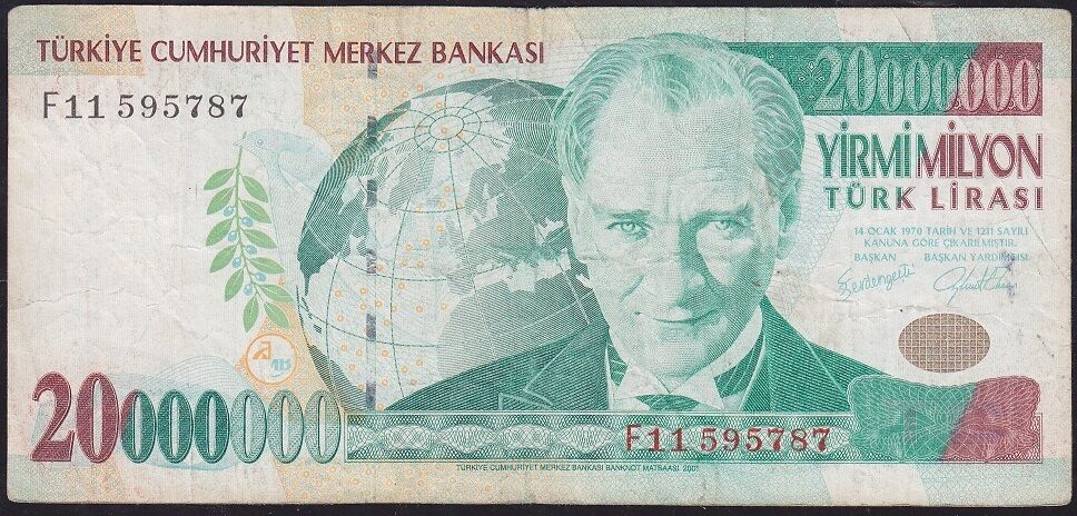 7.Emisyon 20 000 000 Lira F11 595787 Çok Temiz
