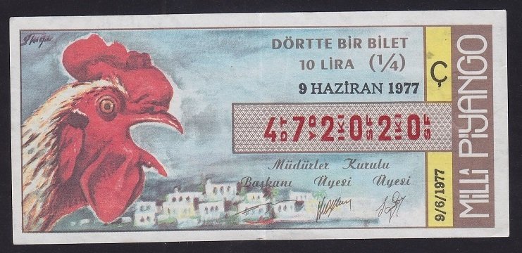 1977 9 HAZİRAN ÇEYREK BİLET