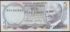 6.Emisyon 2.Tertip 5 Lira K73 292930 Çilaltı Çil