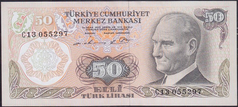 6.Emisyon 1.Tertip 50 Lira C13 055297 Çilaltı