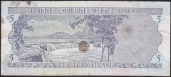 6.EMİSYON 2.TERTİP 5 LİRA H70 257443 ÇOK TEMİZ