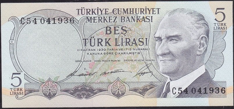 6.Emisyon 1.Tertip 5 Lira C54 041936 Çil