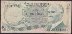 6.EMİSYON 1.TERTİP 10 LİRA C11 410652 İYİ
