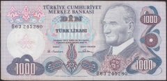 6.Emisyon 1.Tertip 1000 Lira B63 245280 Çok Temiz +