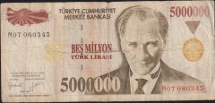 7.Emisyon 5 000 000 Lira M07 080345 Haliyle