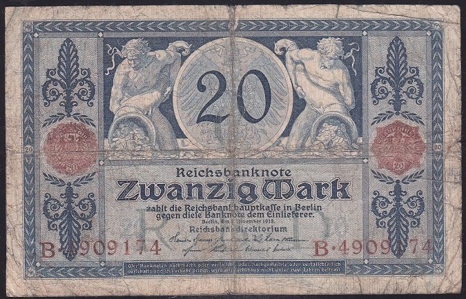 ALMANYA 20 MARK 1915 TEMİZ eski para satan yerler