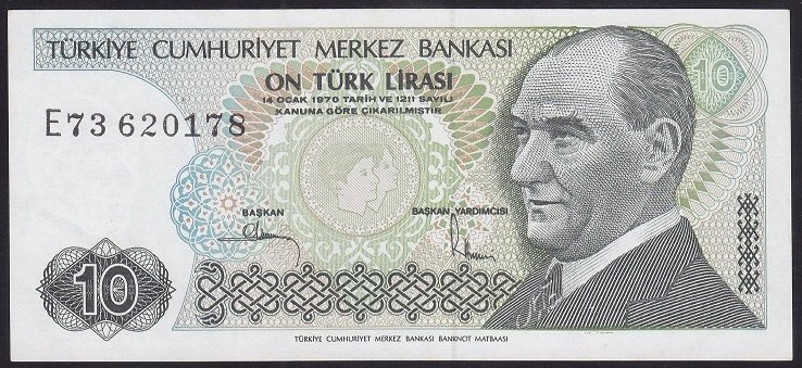 7.EMİSYON 2.TERTİP 10 LİRA E73 620178 ÇİLALTI