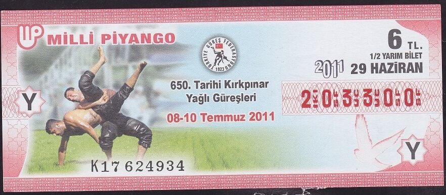 2011 29 Haziran Yarım Bilet - Y Serisi - Kırkpınar Yağlı Güreşleri