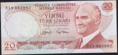 6.Emisyon 3.Tertip 20 Lira H19 483882 Çilaltı Çil