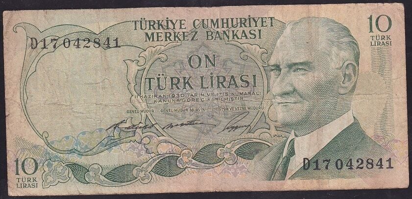 6.Emisyon 1.Tertip 10 Lira D17 042841 Çok Temiz