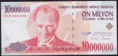 7.Emisyon 10 000 000 Lira D59 406808 Çok Temiz+