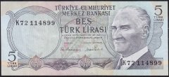 6.Emisyon 2.Tertip 5 Lira K72 114899 Çok Temiz+