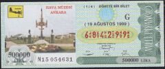 1999 19 Ağustos Çeyrek Bilet - G Serisi