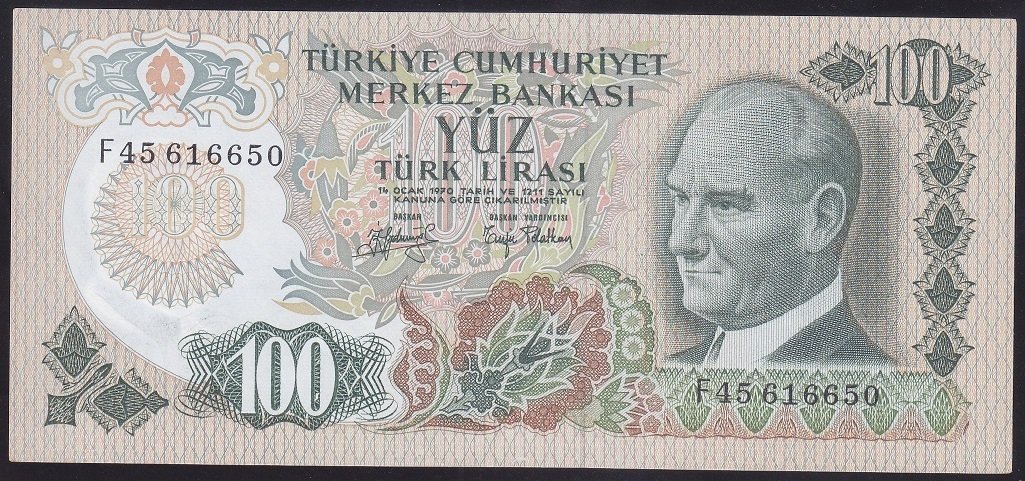 6.EMİSYON 2.TERTİP 100 LİRA F45 616650 ÇİLALTI