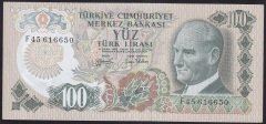 6.EMİSYON 2.TERTİP 100 LİRA F45 616650 ÇİLALTI