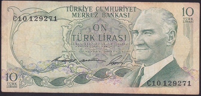 6.EMİSYON 1.TERTİP 10 LİRA C10 129271 ÇOK TEMİZ