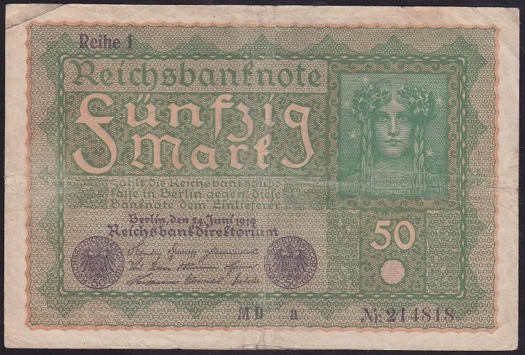 ALMANYA 50 MARK 1919 ÇOK TEMİZ