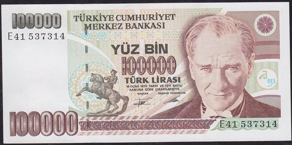 7.Emisyon 2.Tertip 100000 Lira E41 537314 Çil