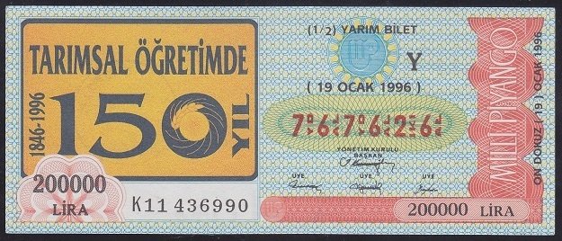 1996 19 OCAK YARIM BİLET