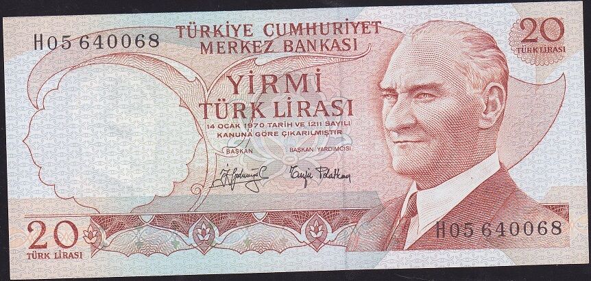6.Emisyon 3.Tertip 20 Lira H05 640068 Çilaltı