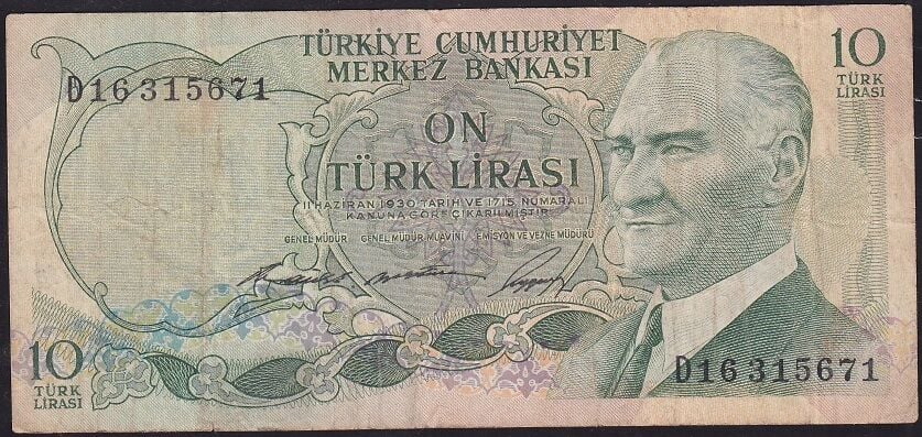 6.Emisyon 1.Tertip 10 Lira D16 315671 Çok Temiz