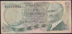 6.Emisyon 1.Tertip 10 Lira D16 315671 Çok Temiz