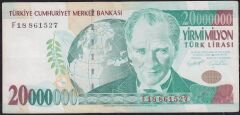 7.Emisyon 20 000 000 Lira F18 861527 Çok Temiz+