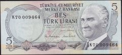 6.Emisyon 2.Tertip 5 Lira K70 009464 Çilaltı