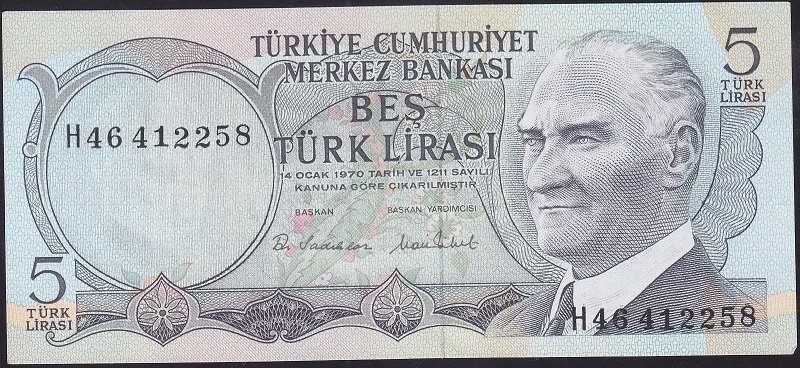 6.EMİSYON 2.TERTİP 5 LİRA H46 412258 ÇİLALTI ÇİL