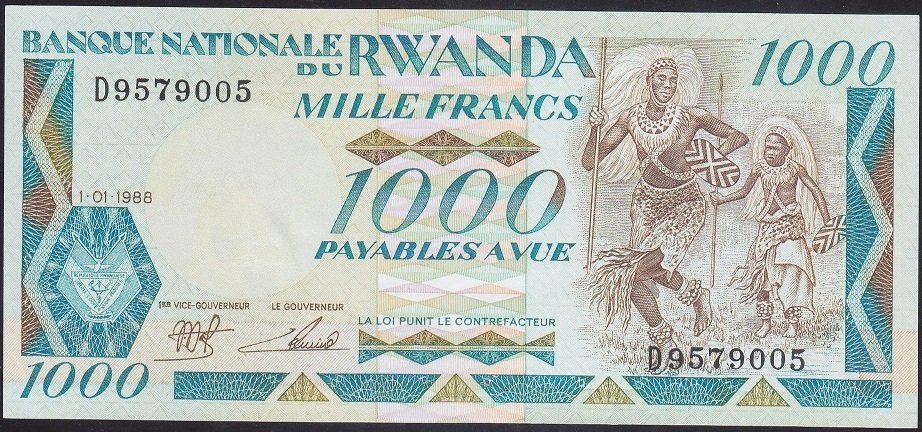 RWANDA 1000 FRANK 1988 ÇİL P-21 eski kağıt para fiyatları