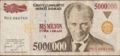 7.Emisyon 5 000 000 Lira M03 484760 Çok Temiz