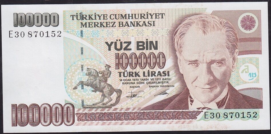 7.Emisyon 2.Tertip 100000 Lira E30 870152 Çil