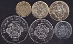 Şeychelles 6 Adet Madeni Para Seti 2004 - 2007 Çil