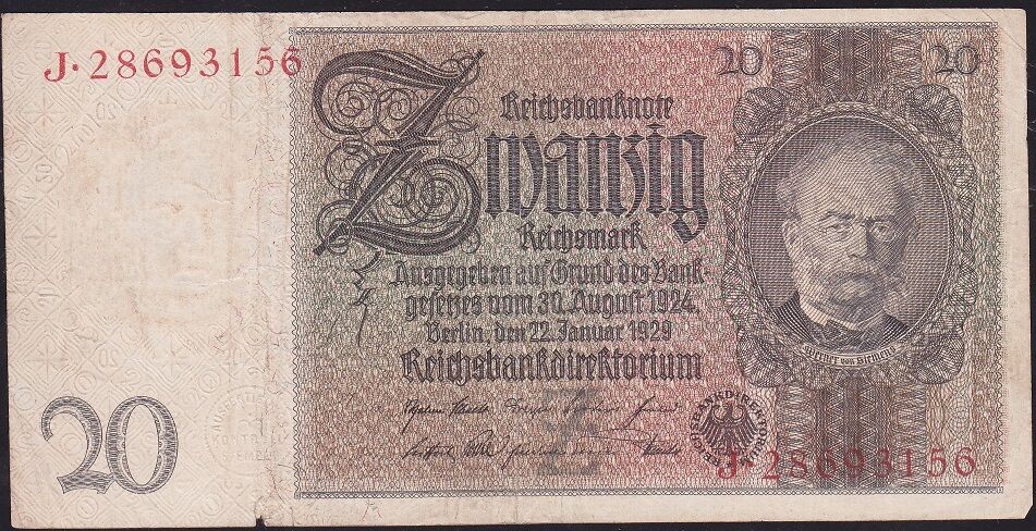 Almanya 20 Mark 1929 Çok Temiz