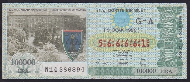1996 9 OCAK ÇEYREK BİLET - 566661