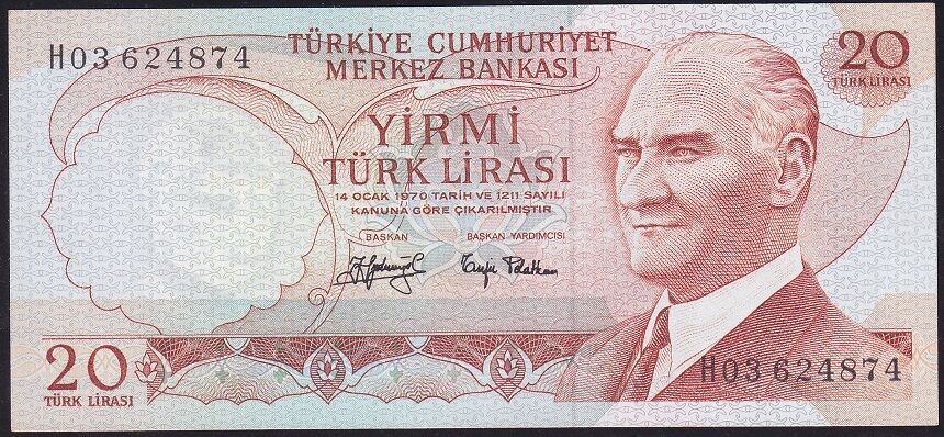 6.Emisyon 3.Tertip 20 Lira H03 624874 Çil