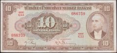 4.Emisyon 2.Tertip 10 Lira Seri C22 086759 Çok Temiz+