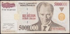 7.Emisyon 5 000 000 Lira F70 764933 Çok Temiz