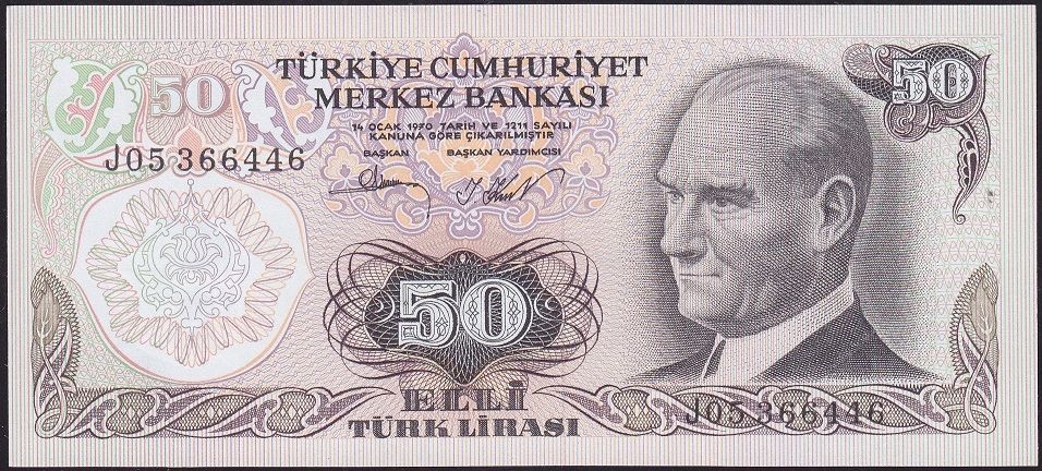 6.Emisyon 2.Tertip 50 Lira J05 366446 Çilaltı Çil
