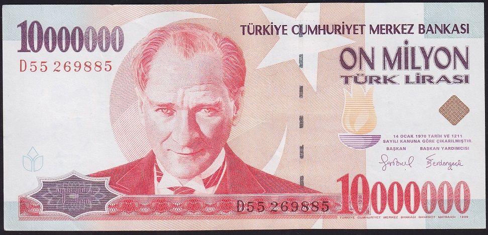 7.Emisyon 10 000 000 Lira D55 269885 Çok Çok Temiz+