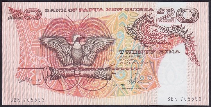 Papua New Guinea 20 Kına 1989 Çil Pick10a